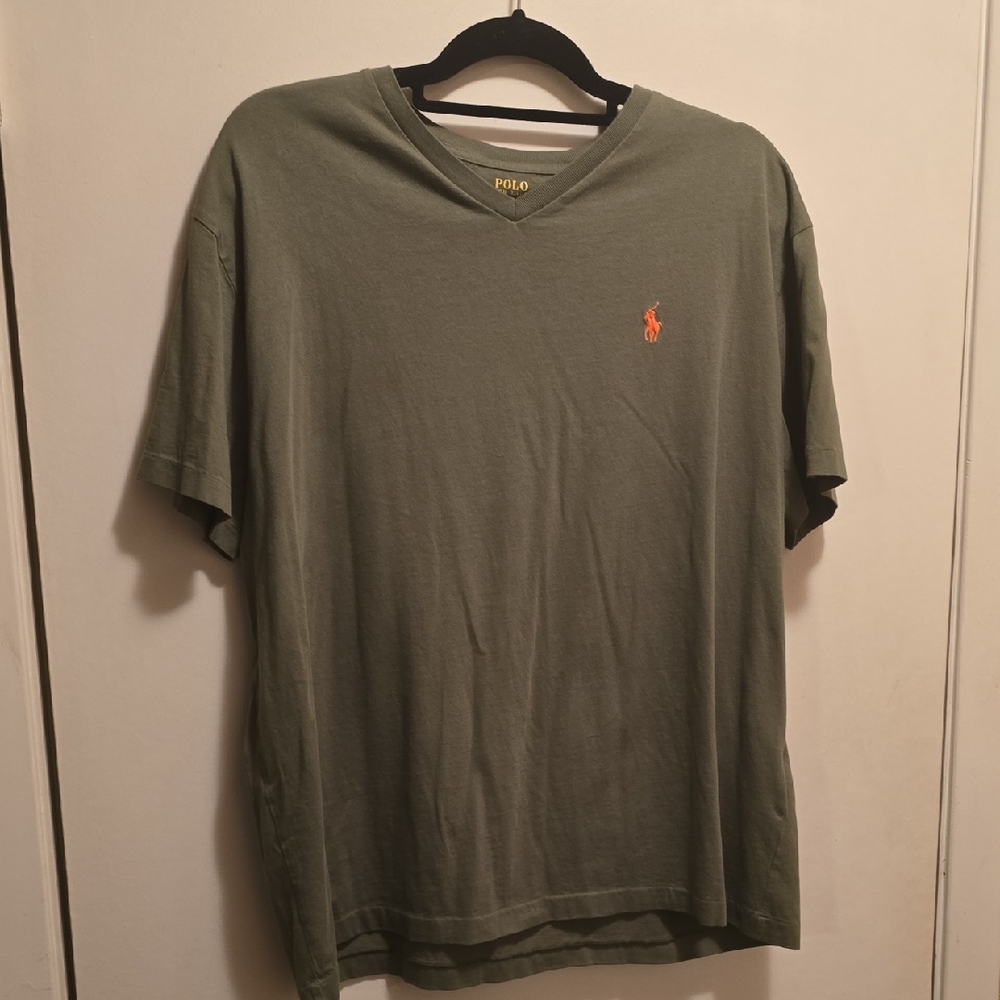 Polo by Ralph Lauren Men's Green V-Neck T-Shirt